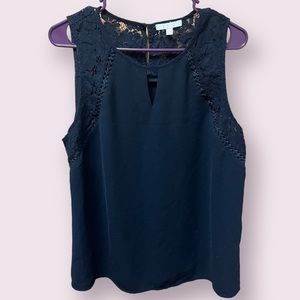 Skies are Blue, Lace Top Tank, Black, XL, Women’s